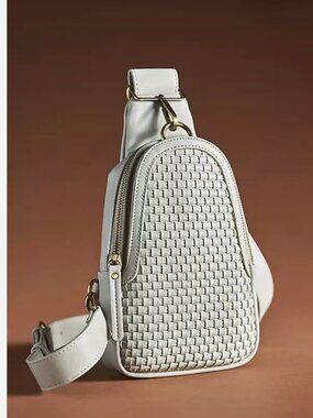 ANTHROPOLOGIE  X Urban Originals Woven Liberty Sling Bag White crossbody